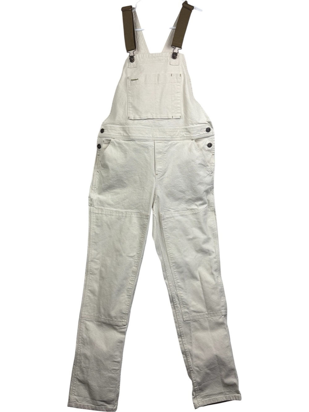 REI Co-op Overalls Women’s Trailsmith Canvas Size 14 Cream Double Knee Bibs Gorp